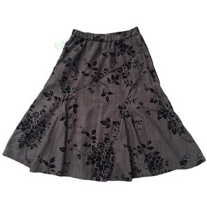Coldwater Creek Floral Brown Skirt size XSP